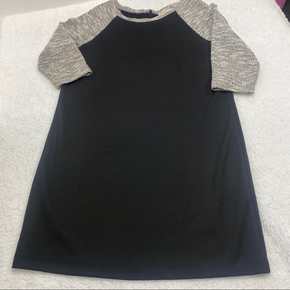 LOFT Dresses & Skirts - Ann Taylor LOFT black dress with gray & white 3/4 sleeves size 10 Relaxed Fit